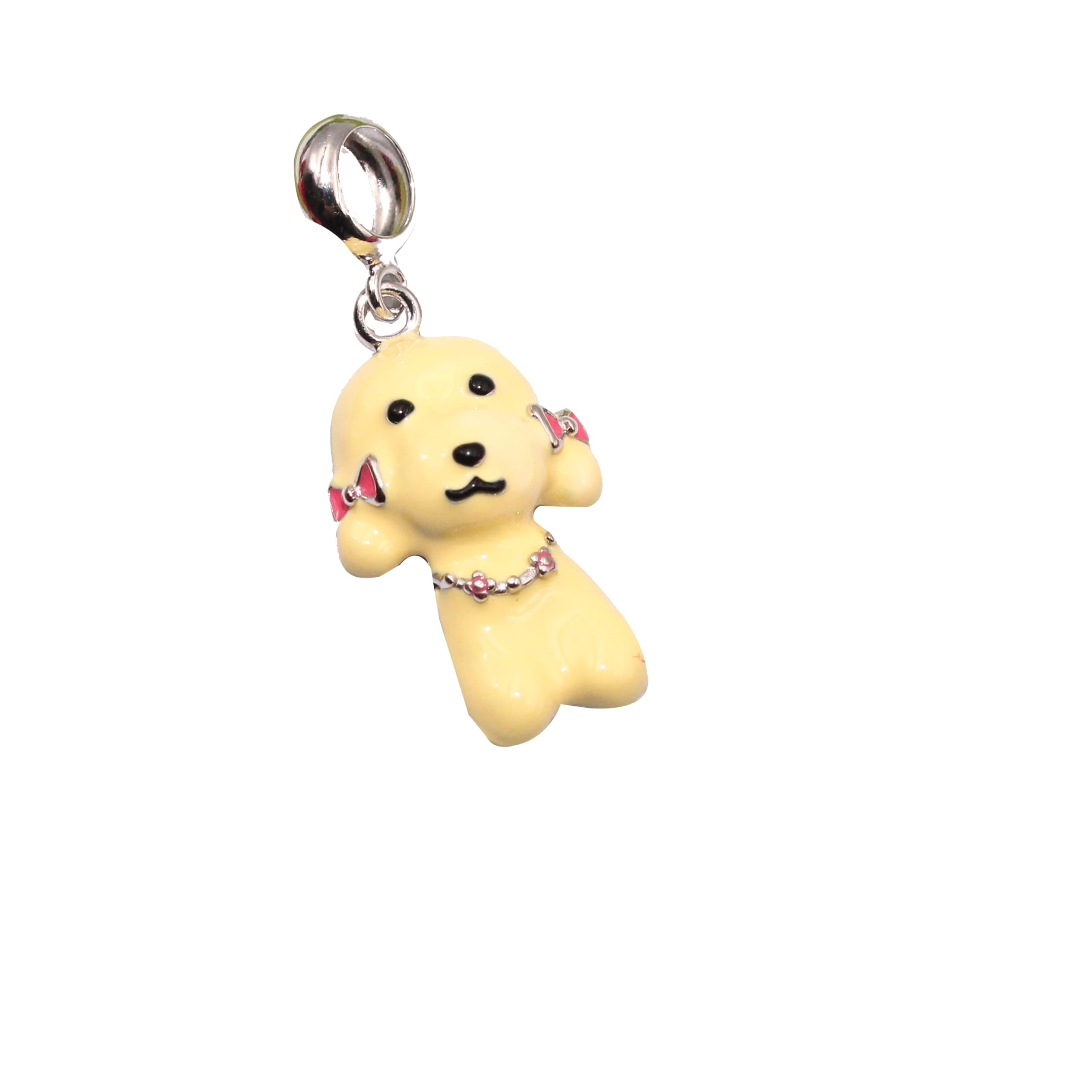 Puppy 925 Sterling Silver Charm Yellow Enamel Dog Bead-image-45