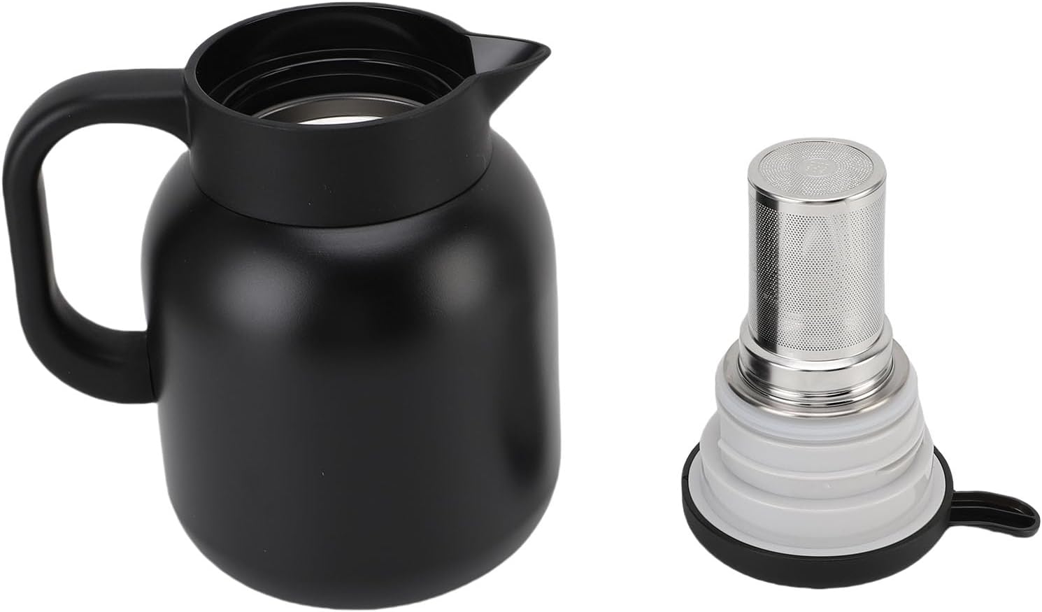 Infuser Tea Insulated Vacuum Insulated Teapot with Infuser - 1500ml Digital Temperature Display - Stainless Steel Hot & Cold Retention Pot for Coffee, Milk, and Beverages - (Black)
