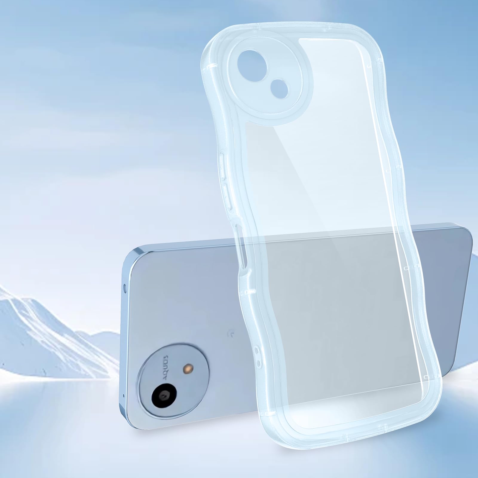 Amazon.co.jp: AQUOS wish4 ケース クリアブルー ウェーブ SH-52E TPU