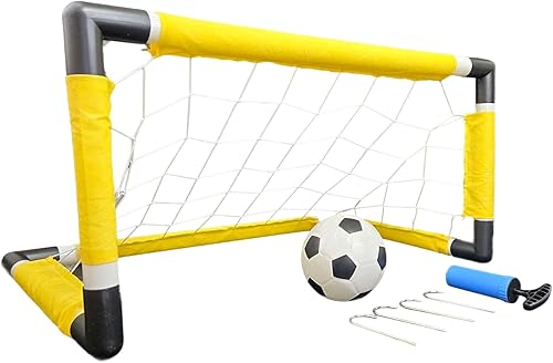 Juego de portería de fútbol para niños con pelota, bomba y red, juguete deportivo portátil al aire libre para diversión de verano, fácil