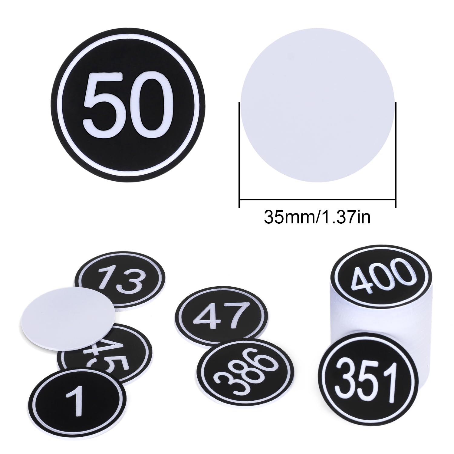 Armoire de rangement pour numéros de table en plastique - Étiquettes pour pubs, restaurants, clubs - 200 pièces - Noir - De 1 à 200