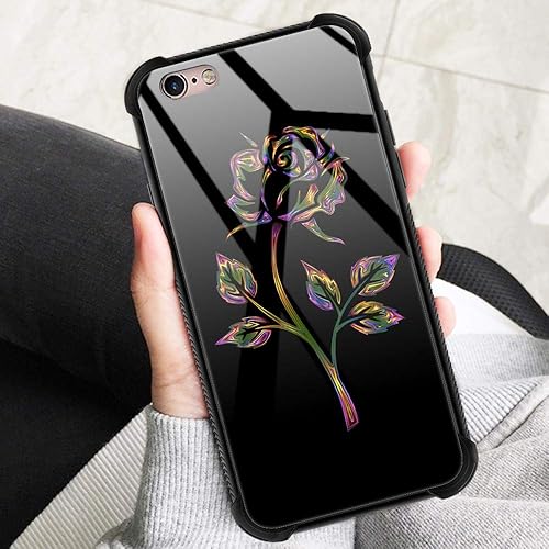Miniatura 3 de Funda compatible con iPhone 6S, diseño de rosa gradual para iPhone 6 para niñas y mujeres, diseño de patrón de vidrio orgánico antiarañazos para