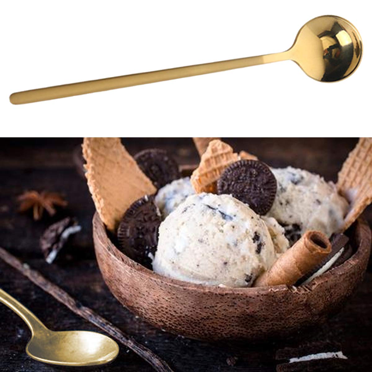 Set 2 Cucchiaini Caffè Acciaio Inox - Oro E Argento Per Bevande Calde - Foto 4