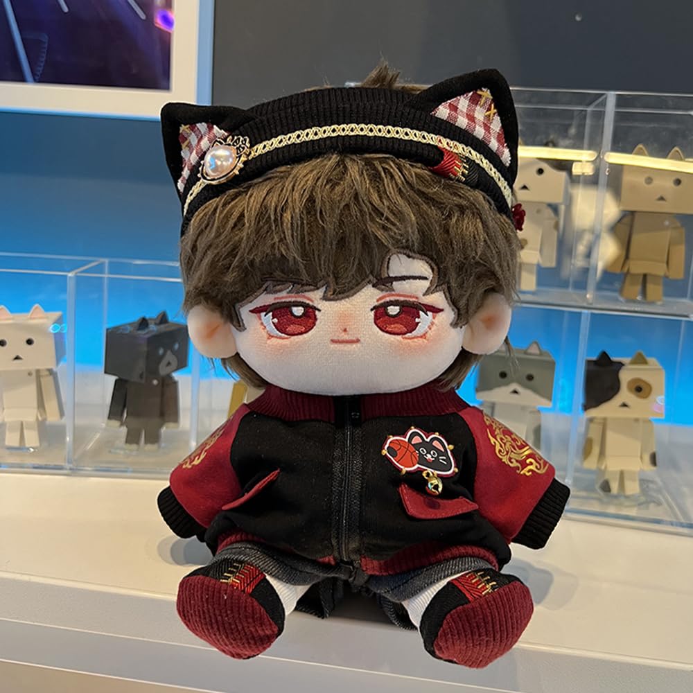 niannyyhouse 20cm Plush Doll Clothes Headwear Coat Pants Shoes Red Flame Set Soft Stuffed Plush Toy Dress Up Accessories (20cm) - Image 2