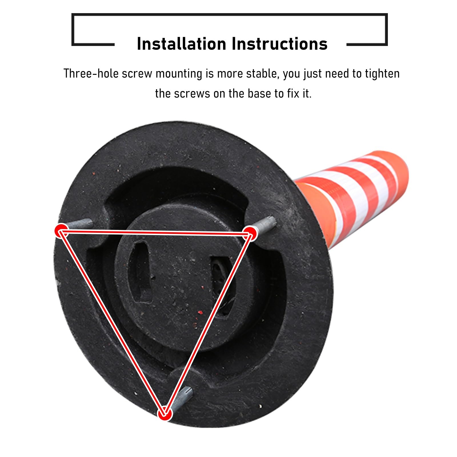 Bornes réfléchissantes de 76 cm (30 Pouces), Lot de 8, cônes de signalisation avec Base en Caoutchouc lestée, poteaux d'interdiction de stationnement pour la Gestion des Routes, barrières de