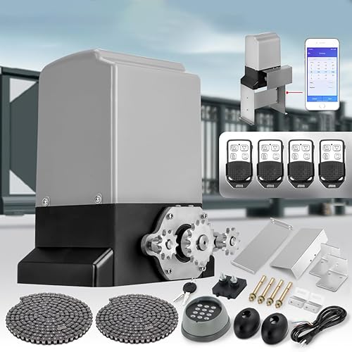 Miniatura 1 de JIIB MOTORING APP Control - Kit de abridor automático de puertas correderas de 3300 libras, motor de puertas correderas eléctricas para entrada