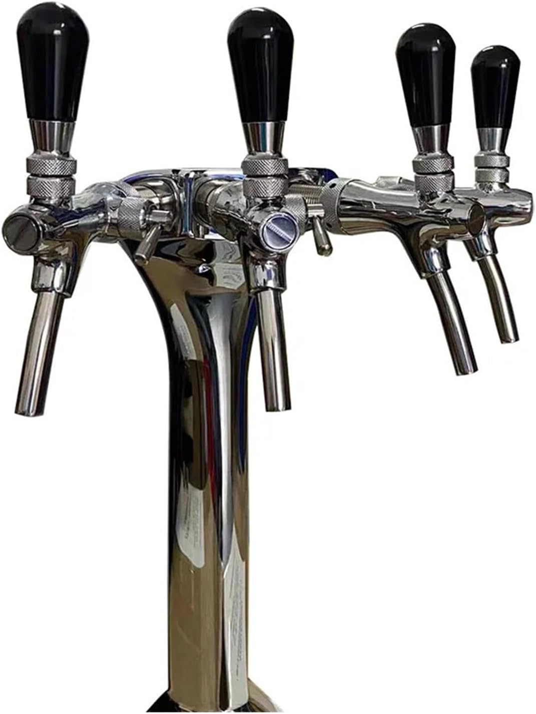 beer tap, Beer Tap Faucet Draft 4 Lines Golden Tower With Label Badge For Keg Kegerator,Polished Homebrew Dispenser Kit,For Homebrew Beer Tower(Gold)