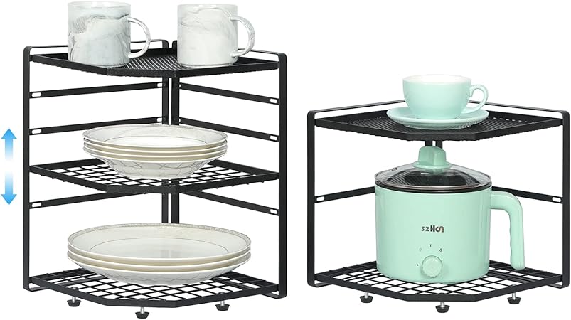 Amazon.com: LUMAMU 2 Pack Stackable Corner Shelf Stand, Height ...