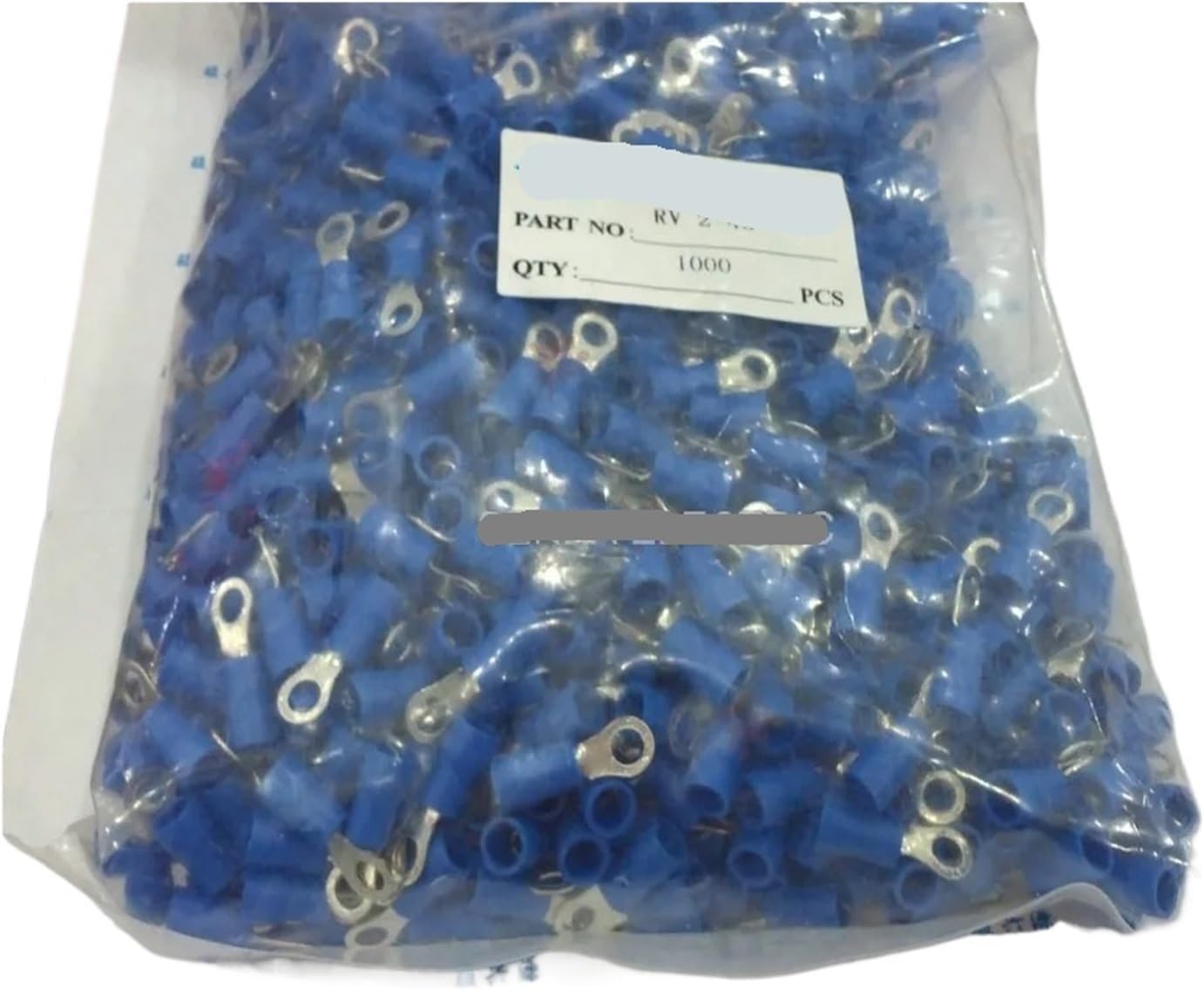 SHANGMAOYO 1000個 RV2-3.5 M AWG16-14#6 青 円形 絶縁リング端子 TO-JTK 冷間圧着圧着端子