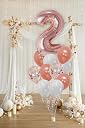 AMFIN® (Pack of 11) 32 Inch 2 Number Rose Gold Foil Balloon Combo with Confetti & Metallic Balloons Bouquet for 2nd Birthday Girl Party Decorations/Wedding Anniversary Decoration Items - Rosegold gallery image