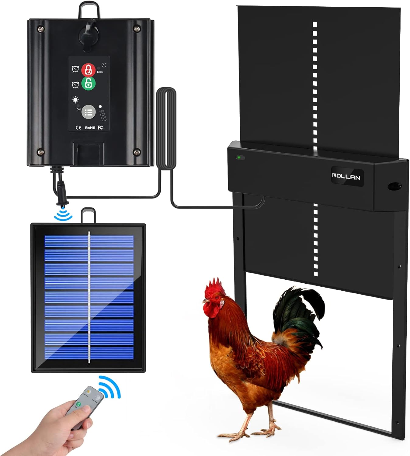 Mollan Automatic Chicken Coop Door Solar Powered Auto