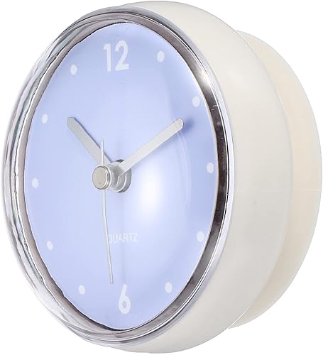PATIKIL Reloj de baño impermeable, funciona con pilas, mini relojes de pared silenciosos con ventosa blanca para ducha, cocina, decoración del