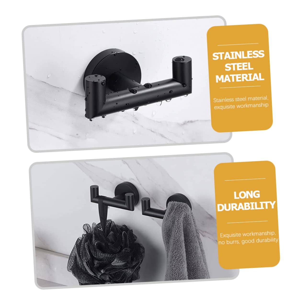 STOBAZA 3piezas Gancho Doble Para Toallas De Acero Inoxidable Soporte De Montaje Pared Para Baño y Cocina Diseño Resistente y Práctico Organizador De Toallas Espacio-ahorro