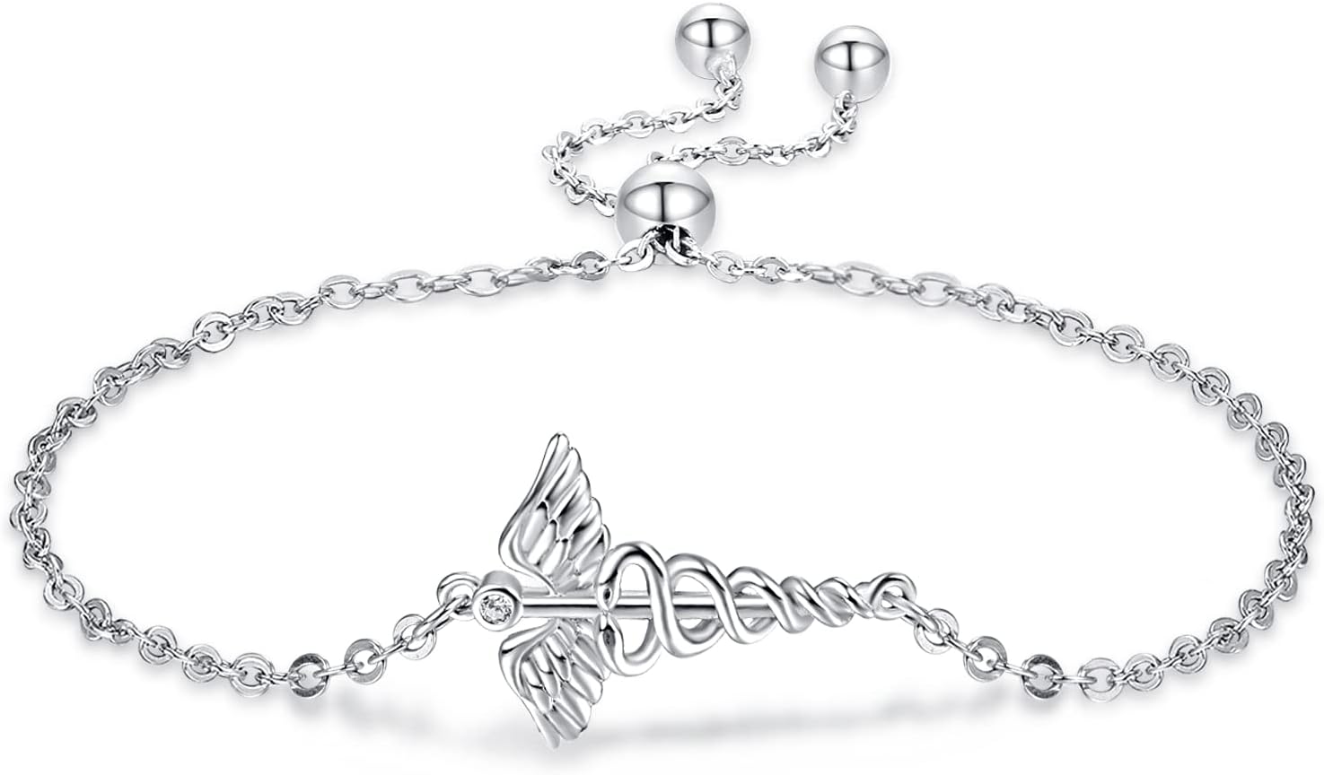 Palpitate Nurse Bracelet 925 Sterling Silver Women Stethoscope Jewelry Gift to NR Nursing Student Graduation for Women Her Birthday Christmas