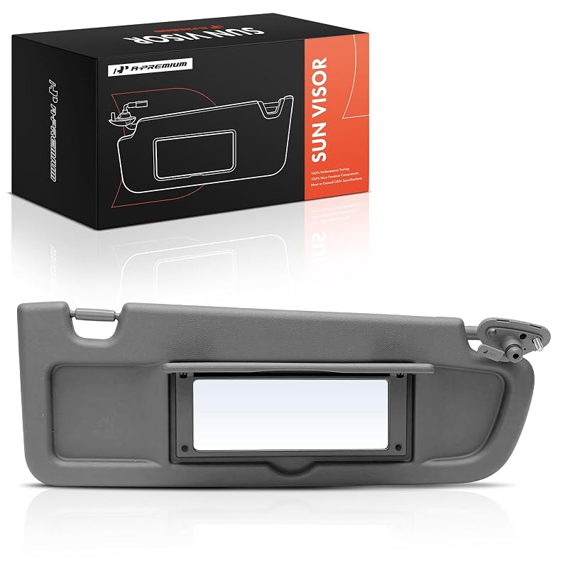 Para-sol direito do passageiro A-Premium compatível com Honda Civic 2006–2008, cinza Atlas Gray, com espelho