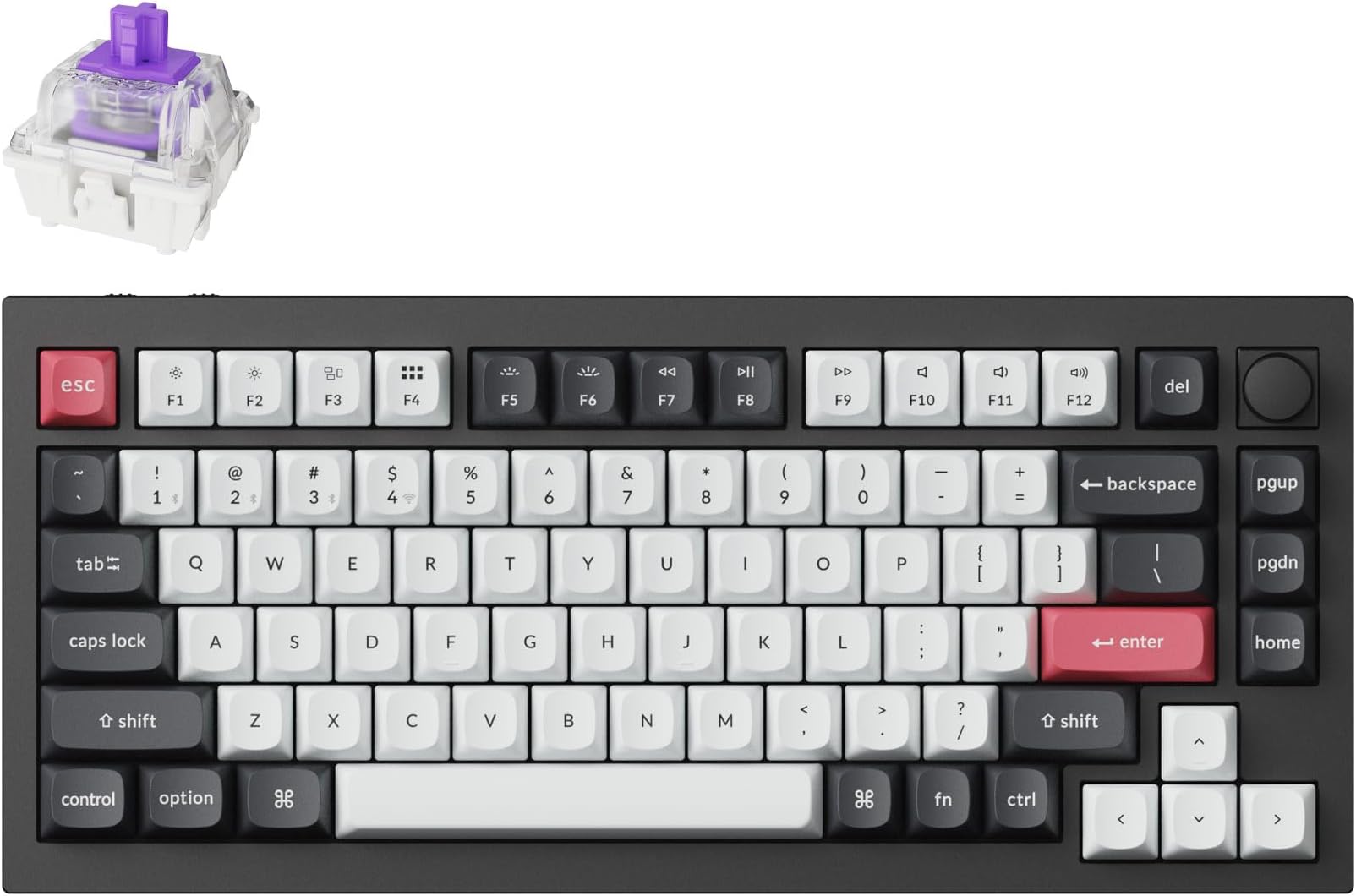 Keychron Q1 HE QMK Rapid Trigger Wireless Custom Mechanical Keyboard, 2.4 GHz/Bluetooth/Wired 75% Hot-Swappable Programmable RGB Gateron Double-Rail Magnetic Switches for Mac Windows, Carbon Black