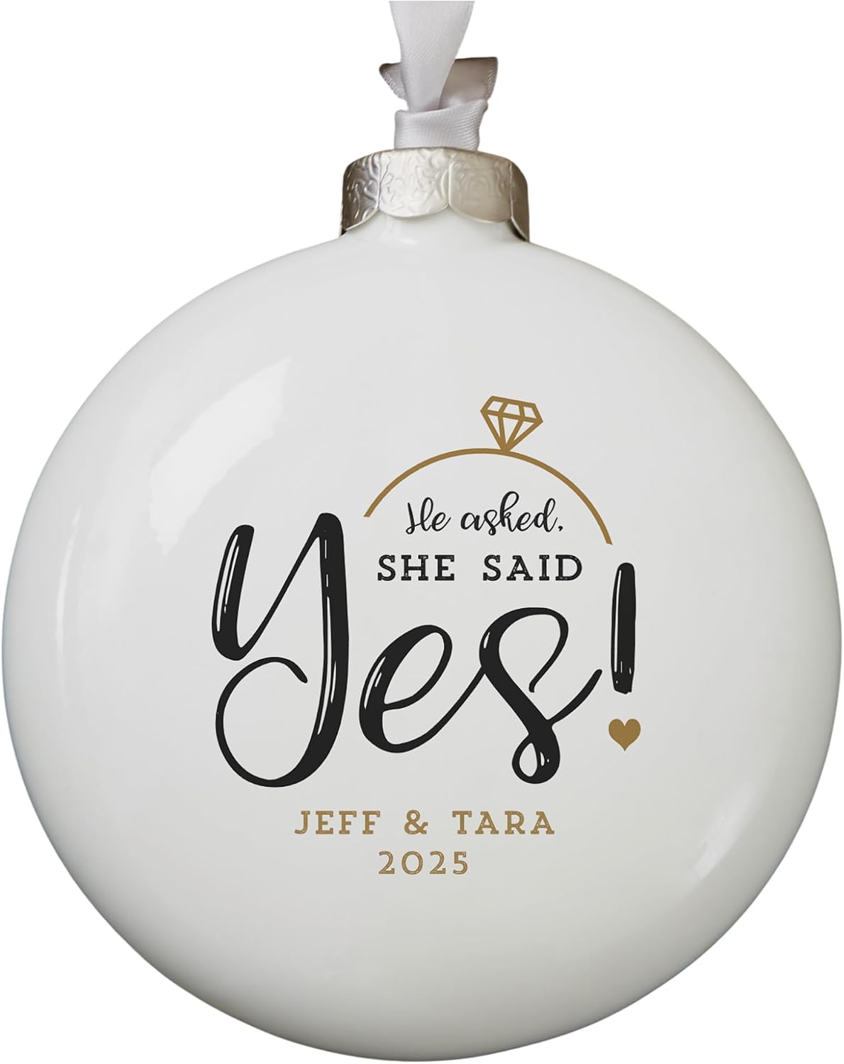 Personalization Universe He Asked, She Said Yes! Personalized Engagement Ornament - Perfect Keepsake for Engaged Couples, Custom Christmas Tree Decoration, 2026 Engagement Party Gift, Glossy 2 Sided