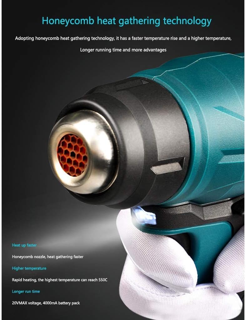 Pistolet Thermique 300w, kit de Pistolet Thermique électrique Industriel Rechargeable, utilisé for l'artisanat, Le PVC rétractable, Le décapage de Peinture
