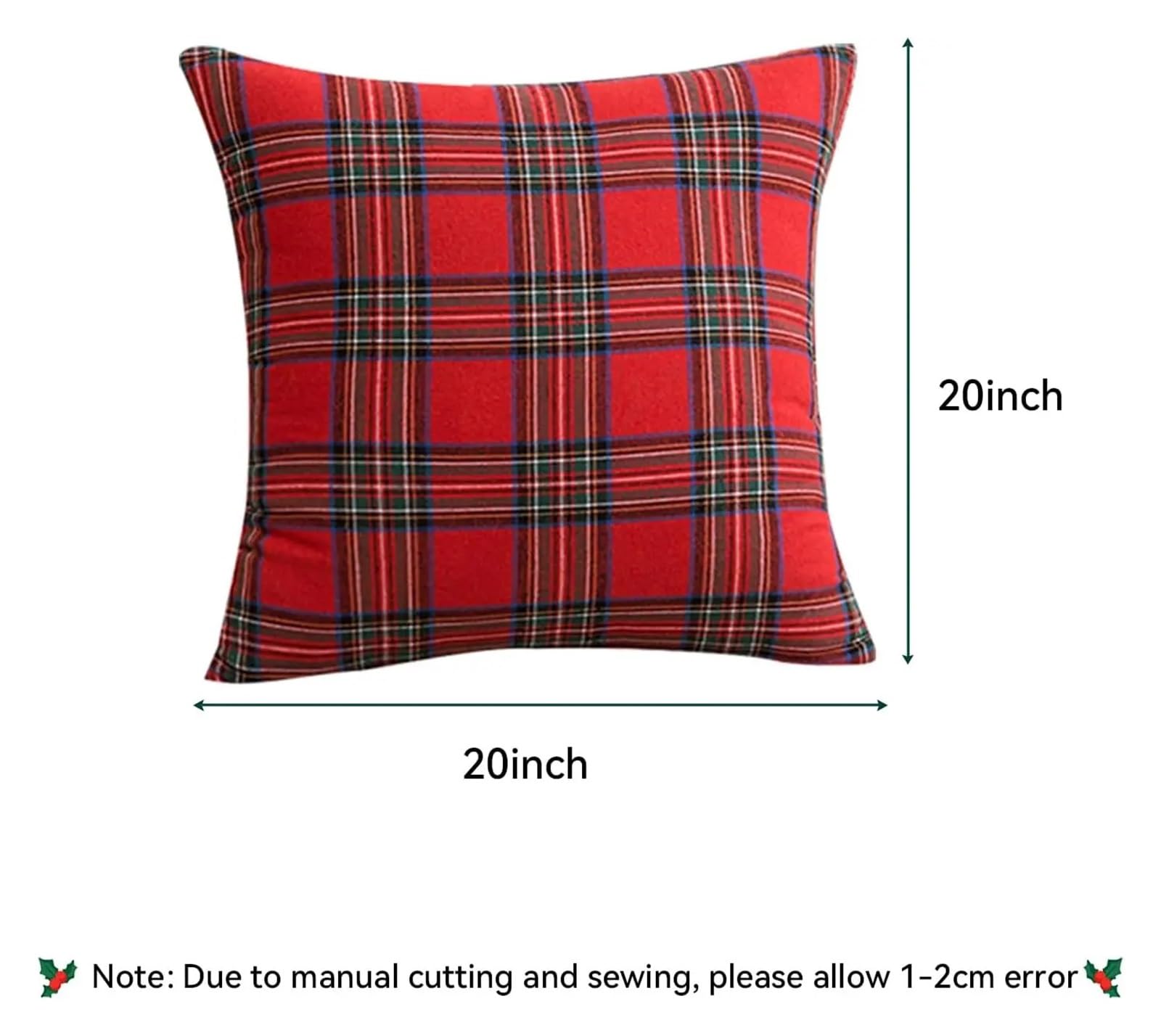 Copricuscini Divano Set di 4 federe for cuscini natalizi a quadri rossi in tartan, federe decorative for cuscini natalizi in stile rustico.(ZQ-2509261344,40x40cm-4pc16x16in)