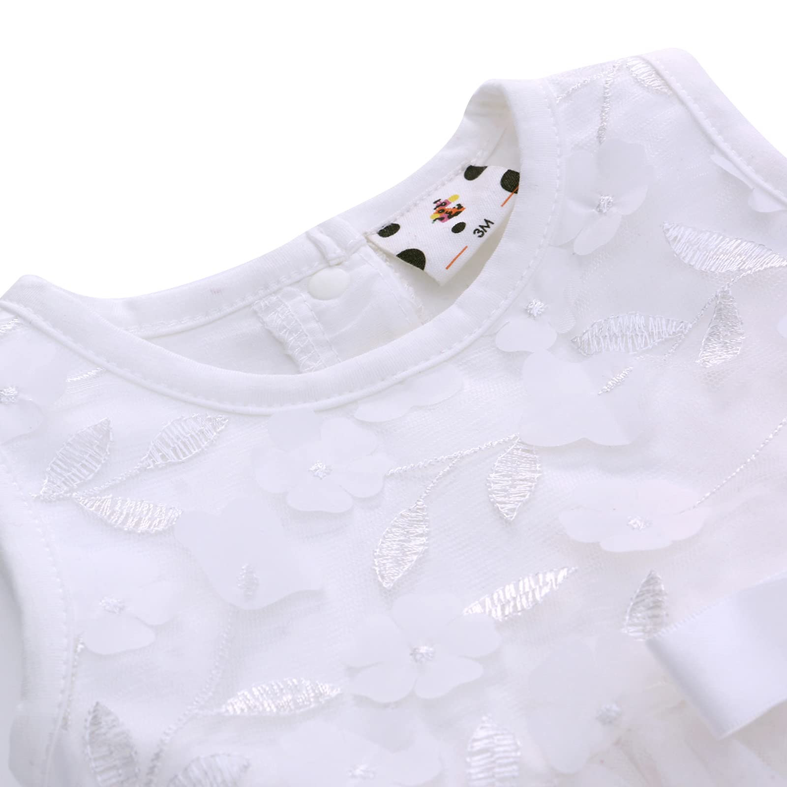 Famuka Baby Mädchen Kleider Baby Taufkleid Brautkleid Hochzeit Geburtstag Taufe Kleider Prinzessin (6 Monate, Weiß)