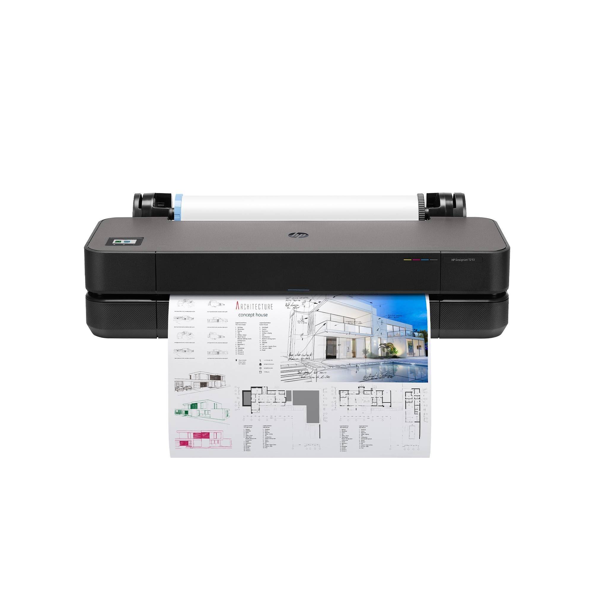 HP DesignJet T250 24-inch (5HB06D), Large Format Printer, Plotter, Standard A4-A1, 76 A1 Prints/Hour, Wi-Fi, Ethernet, USB, 2400x1200 dpi, Recycled Metal, 1-Year Warranty, Click, Black