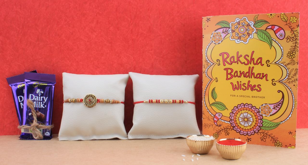 SFU E Com Set Of 2 Rakhi With Cadbury Dairy Milk Chocolate & Greeting Card | Set Of 2 Rakhi Chocolate For Brother | Rakhi With Chocolates | 007-image-36