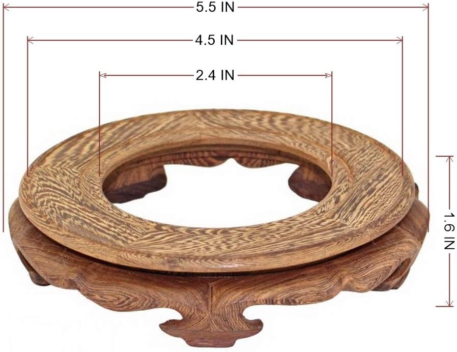 GOLDY&WENDY Oriental Asian Solid Wooden Vase Stand Crystal Ball Display Stand for Collectibles and Plants