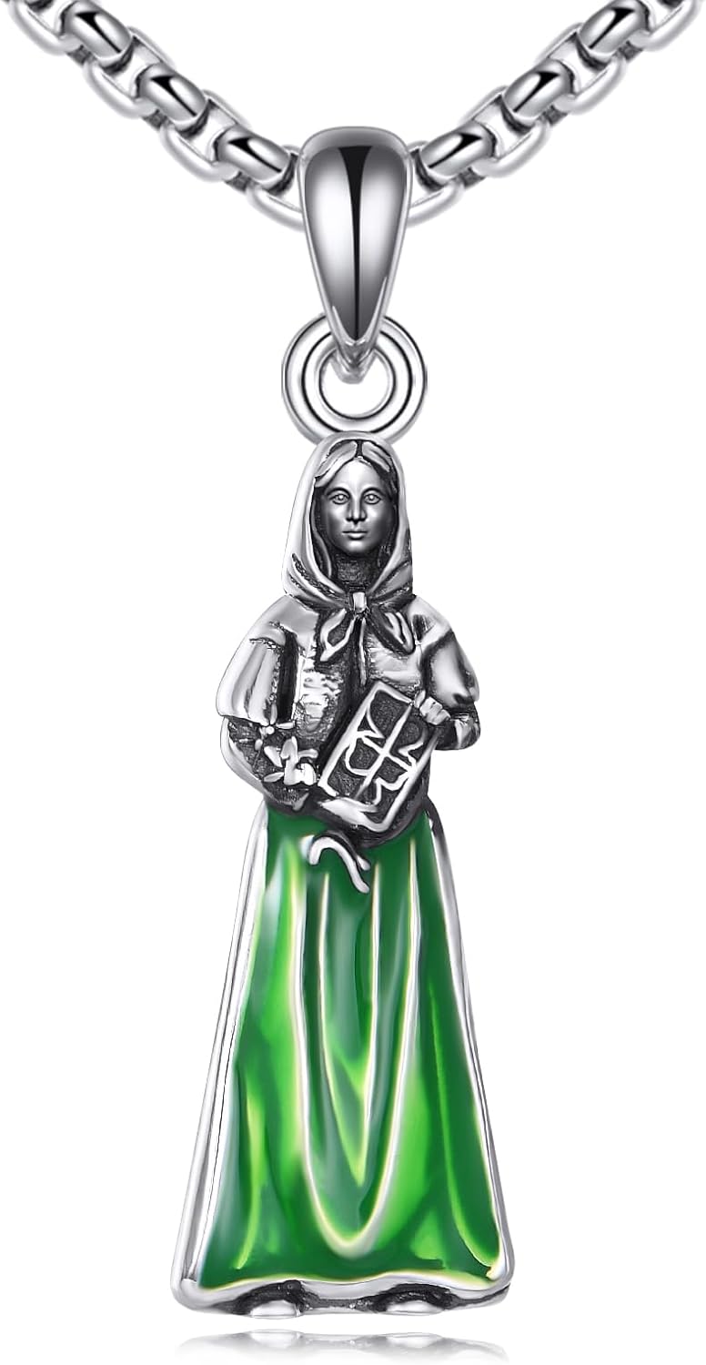 Patron Saint Necklace Sterling Silver Amulet Medal Pendant Religious Protector Jewelry Gifts for Women Men