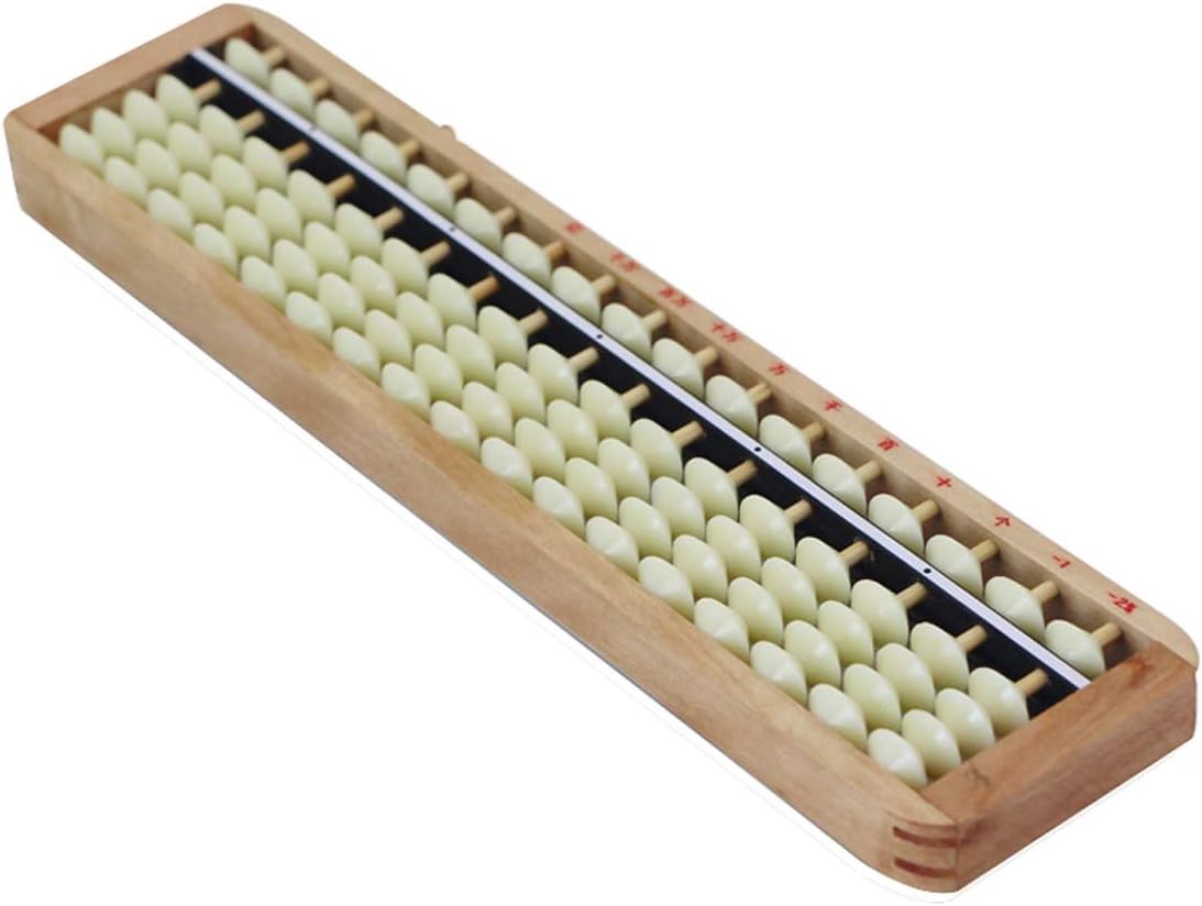 Chengjie Chinese Wooden Abacus Soroban Calculator with Reset Button,10Inches,17 Column (Style 3)
