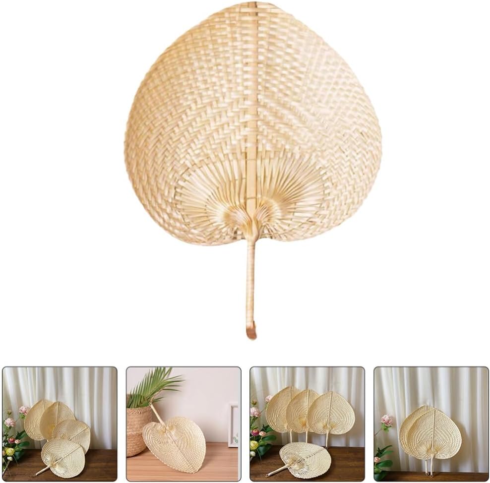 4pcs Woven Bamboo Hand Fans Portable Summer Cooling Set