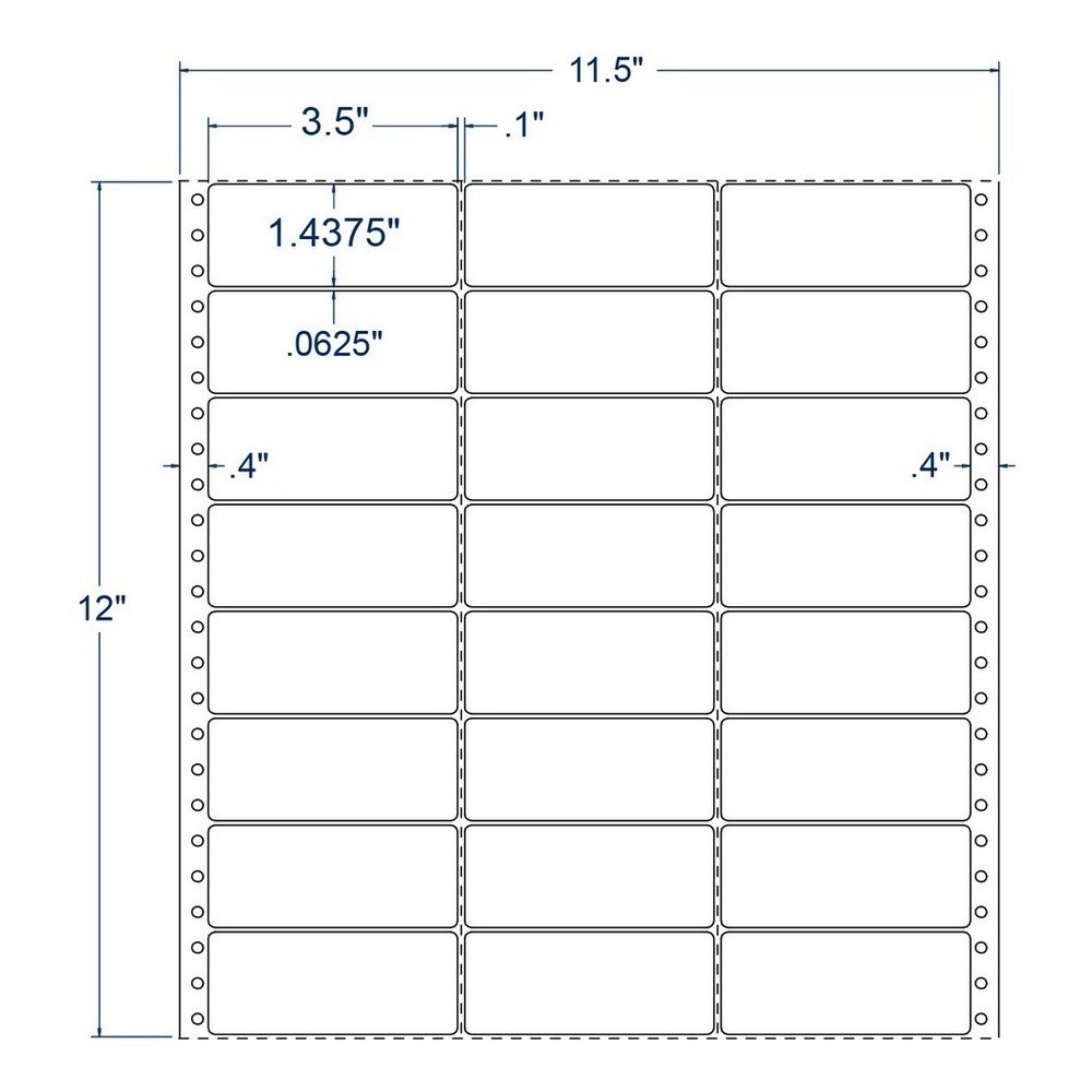 Compulabel Pinfeed Labels Fanfold Permanent Adhesive, 3 1/2" x 1 7/16", White (130408)