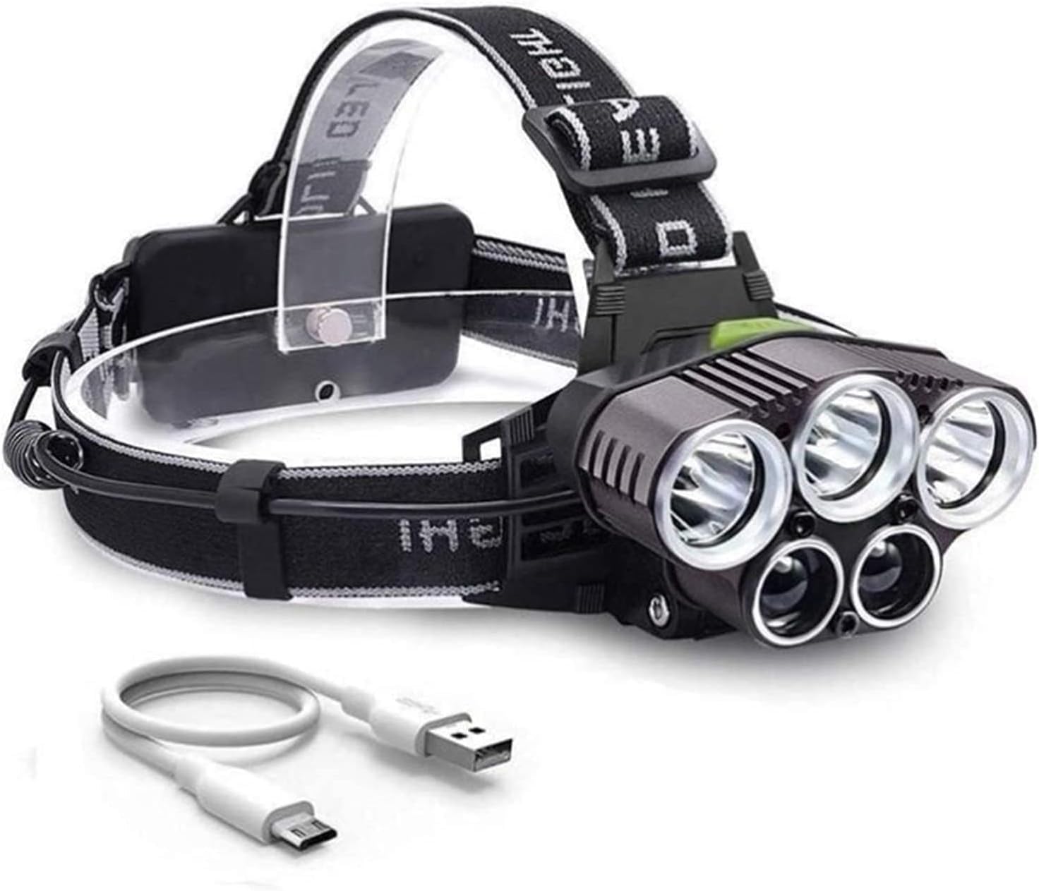 QFGVMXBWKZH Headlamp, Ultra Bright LED Work Headlight, USB Rechargeable, 6 Modes Head Lamp Waterproof Headlamps for Camping Hiking Hunting Hard Hat Workers
