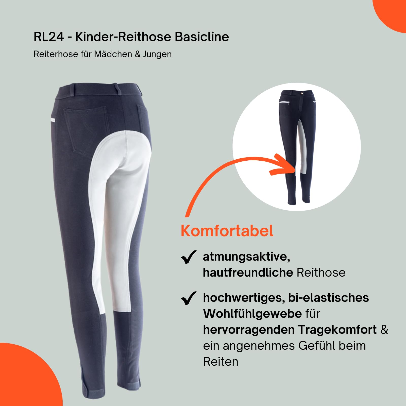 HKM by Reiterladen24 Basicline Pantaloni da equitazione per bambini, inserto scamosciato
