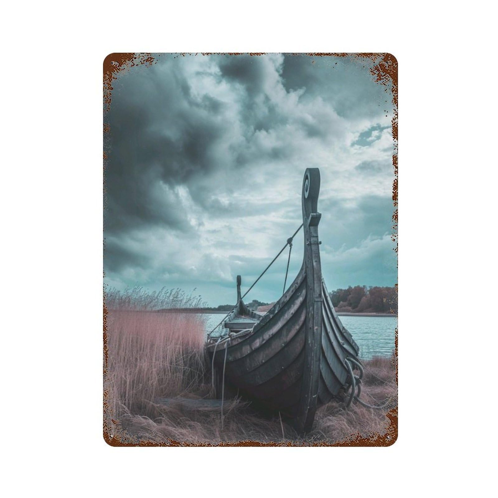 xiaoxiaoshen Viking Ship In Misty Fjord (3) Wall Decor Art Metal Tin Poster Modern Home Decor Art Home Bar Shop Decorations Vintage Sign 40x30cm