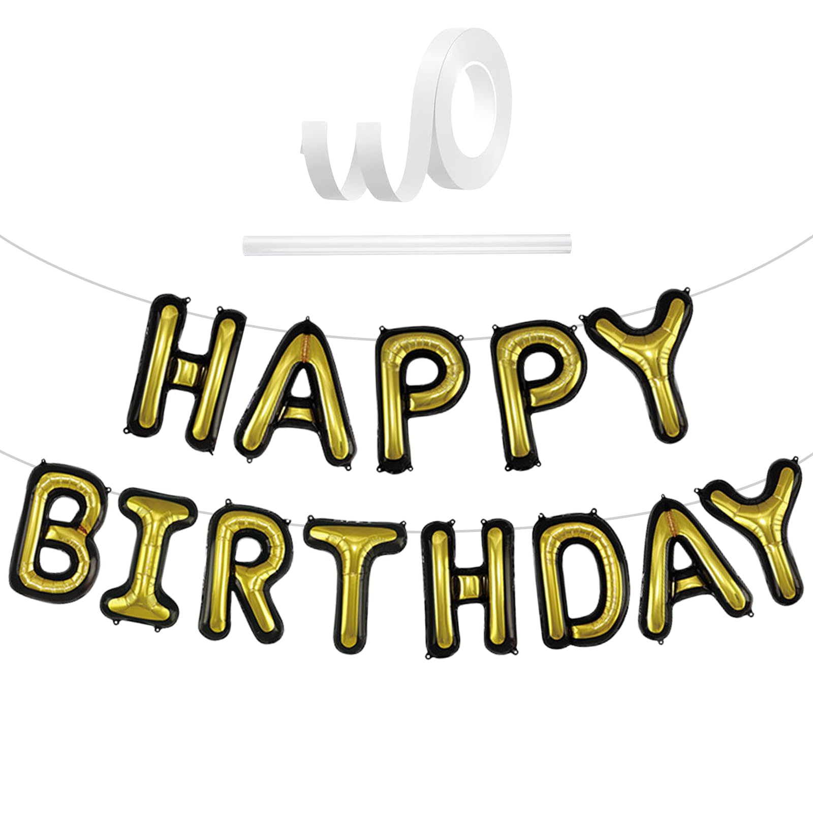 Happy Birthday Balloons Banner Black Gold, 16 Inch Happy Birthday Letter Balloons, Black Gold Balloon Banner Decorations, Party Supplies Decorations For Kids Girls Boys & Adults Men Women