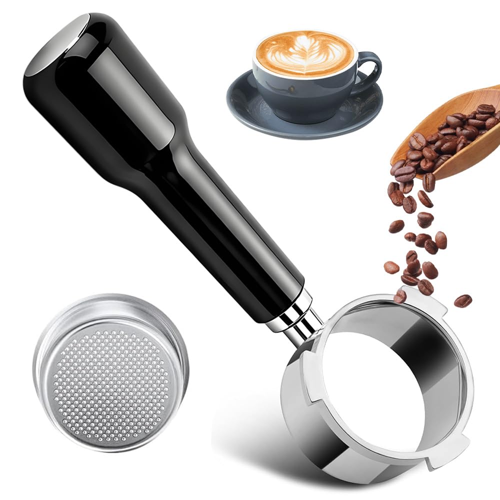 Portafiltro sin fondo de 51 mm con 3 Orejas, para Pantalla Espresso Puck, Portafiltro Ergonómico con Mango, Compatible con DeLonghi Dedica EC680/EC685/EC885