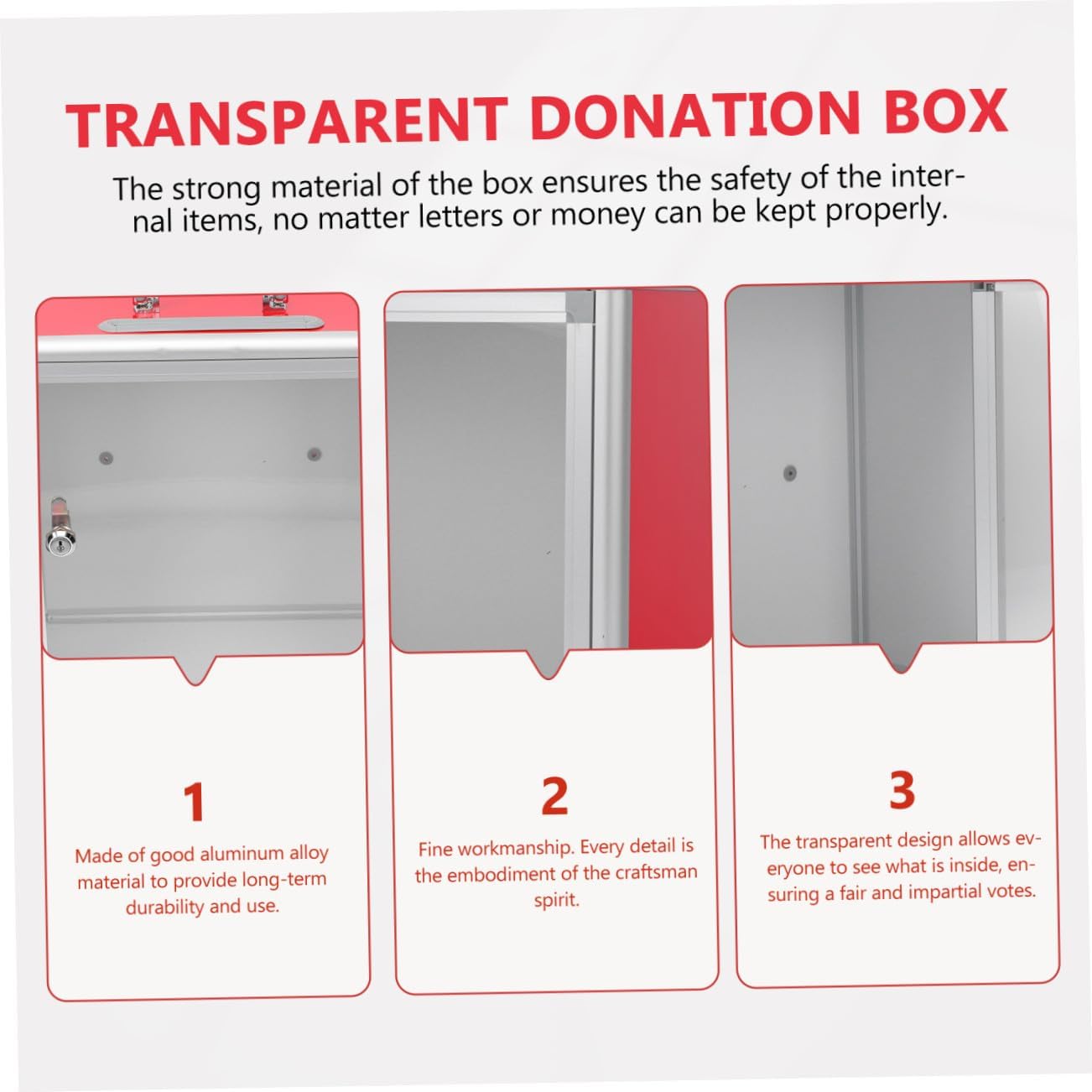 1set Lockable Donation Box Key Wall-mounted Mail Storage Suggestion Case Metal Collection Box for Fundraising Raffles and Customer Feedback Easy Installation