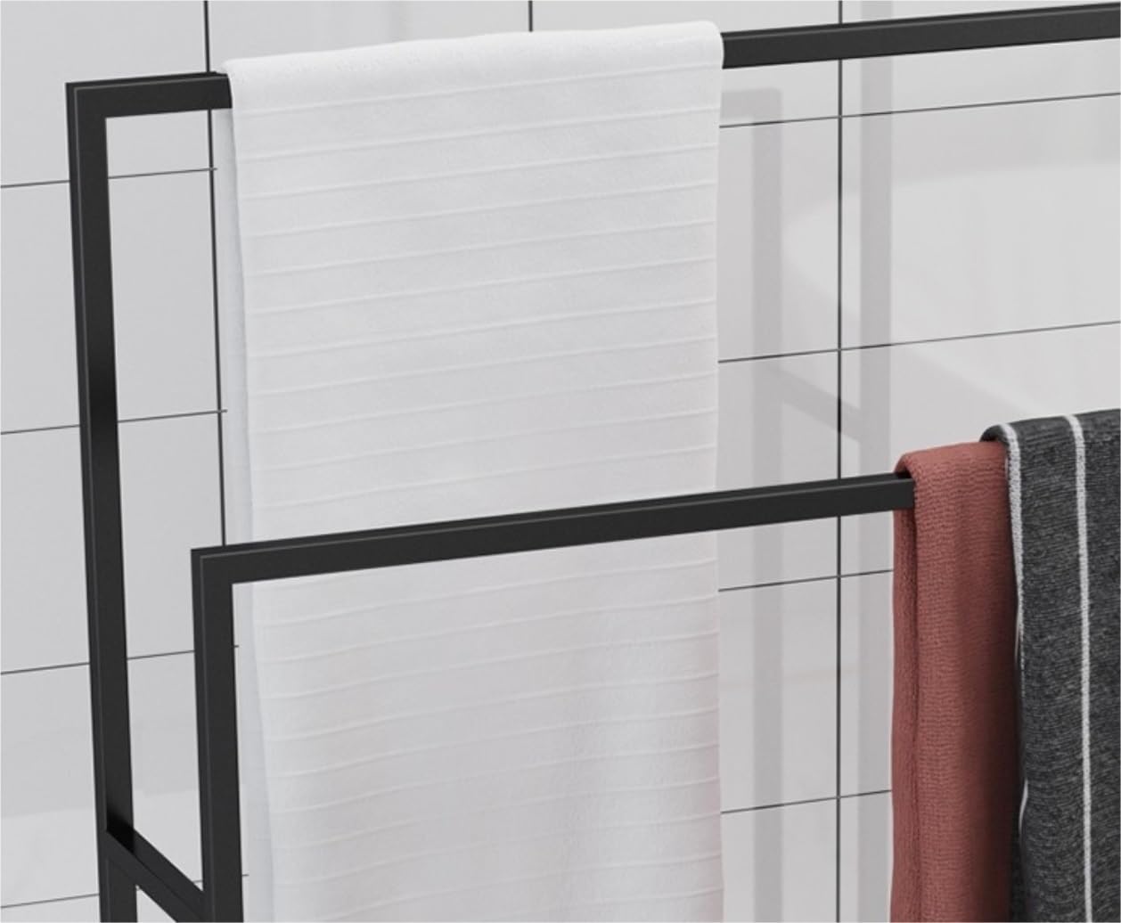 Portasciugamani Portasciugamani da Terra in Metallo A 2 Livelli per Bagno Soggiorno Lavanderia Piantana(White,65 * 20 * 110cm)