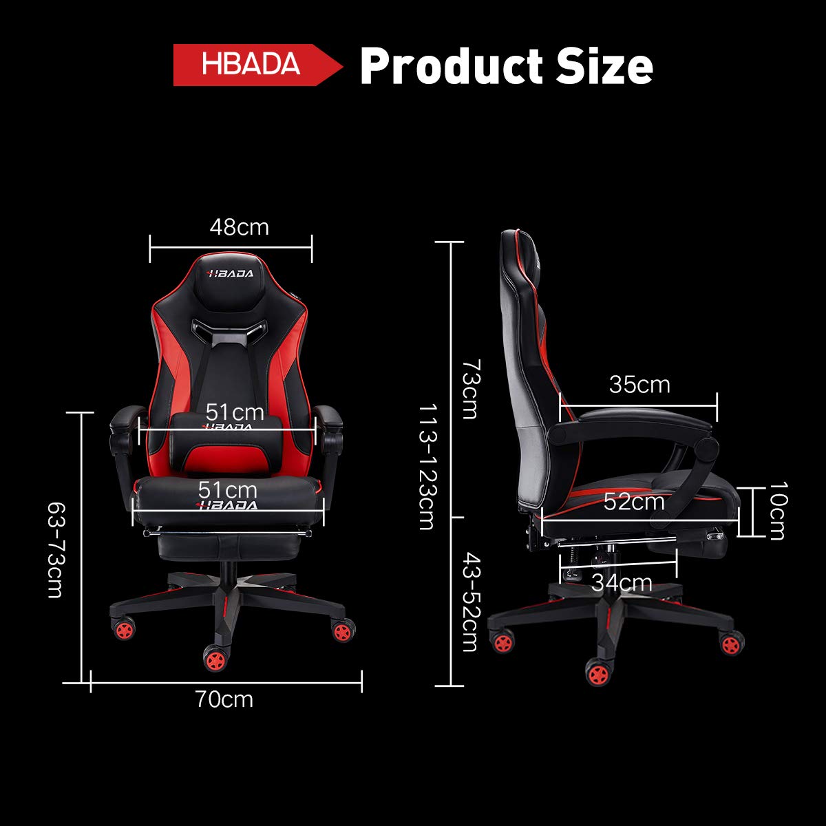 Hbada Ergonomic Gaming Chair with Height Adjustment Office Chair with