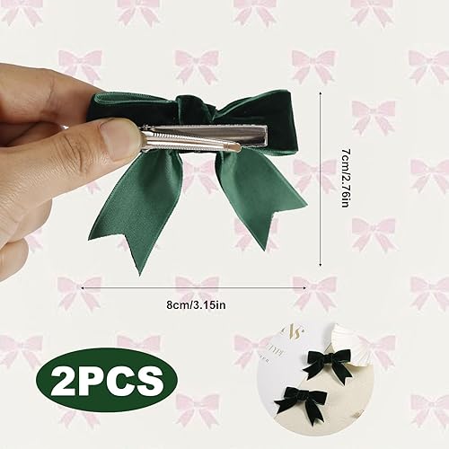 Miniatura 2 de 2 pinzas de terciopelo para el cabello, 3.15 pulgadas, pasador para el cabello, lazos de cocodrilo, pinzas para el cabello, horquillas vintage