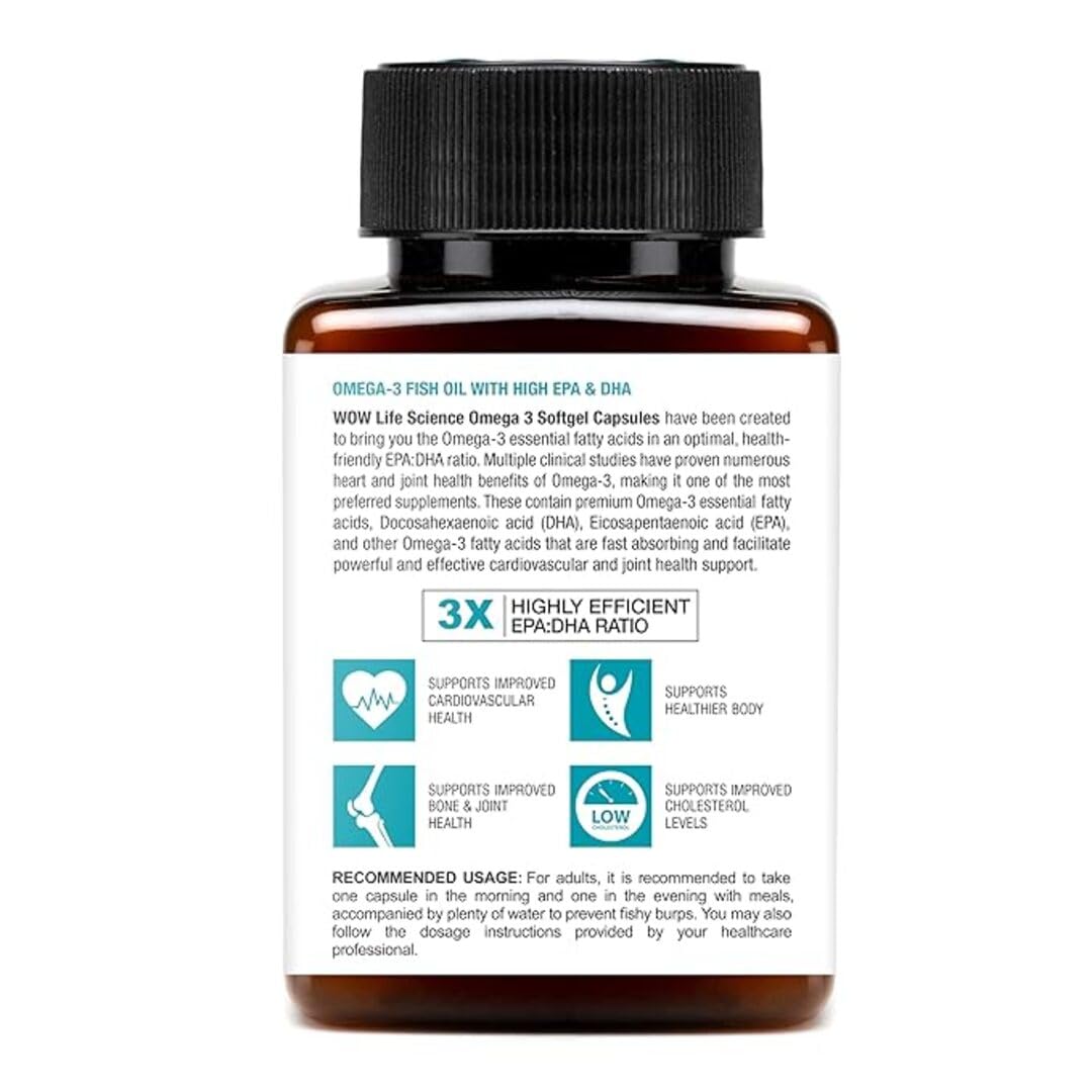 WOW Life Science Omega-3 Fish Oil 1300 Mg Triple Strength 550Mg Epa 350Mg Dha,Burpless,Mercury Free,Ideal For Keto Diet,1 Count product image 7