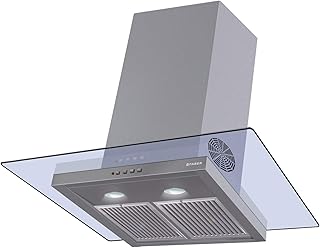 Faber 90 Cm 3 Way Silent Suction Chimney, 1095 m3/hr (Glassy 3D T2S2 LTW 90, 2 Baffle Filters, Stainless Steel)