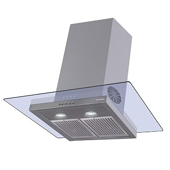 Faber 90 Cm 3 Way Silent Suction Chimney, 1095 m3/hr (Glassy 3D T2S2 LTW 90, 2 Baffle Filters, Stainless Steel)
