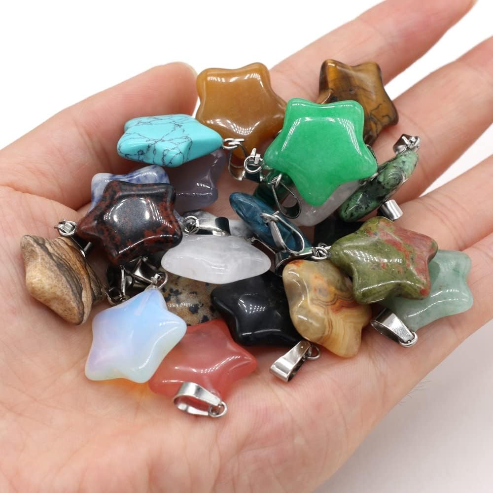 [JITEM] 天然石ペンダントローズクォーツ瑪瑙五角形チャーム DIY ジュエリーネックレスブレスレットサイズ 20 &times; 20 ミ