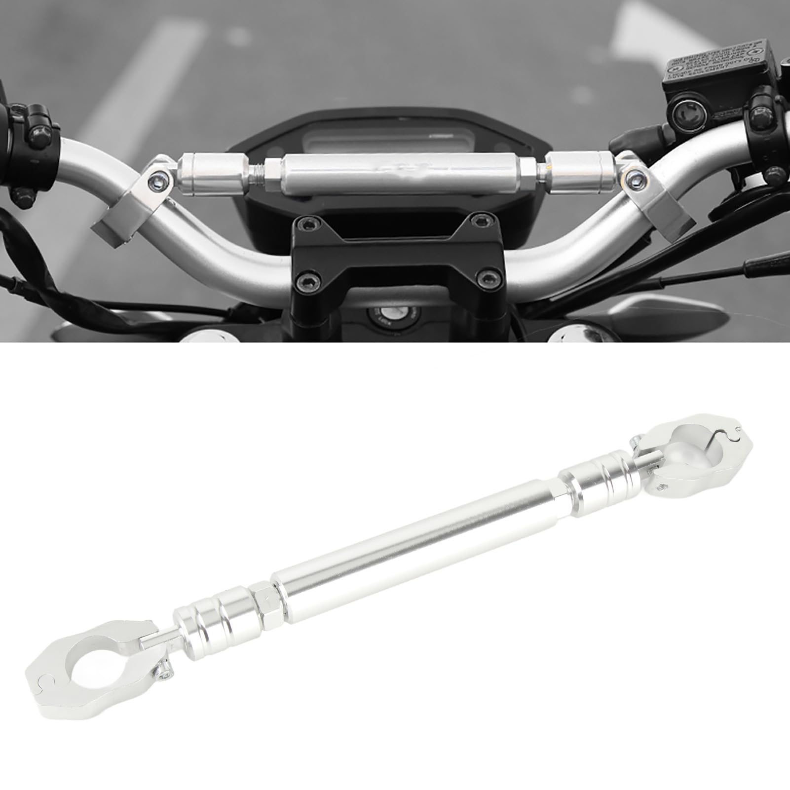 Barra di Bilanciamento della Moto, in Alluminio in Lega di Moto Bilancia del Manubrio della Barra Trasversale 22 Mm Accessori per Leva di Rinforzo Universale (silver)