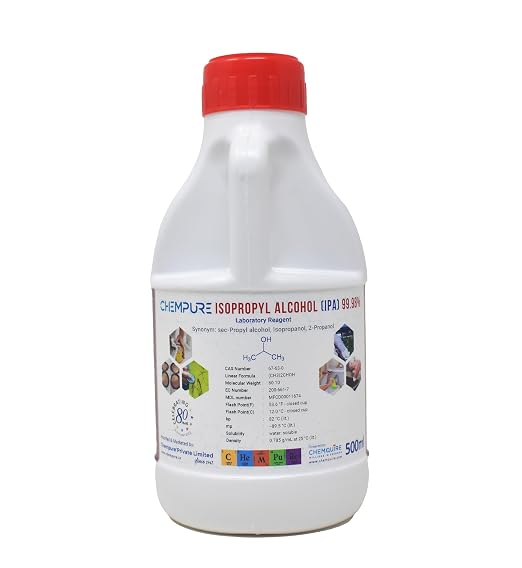 Isopropyl Alcohol 99.98% Pure | IPA (CH₃)₂CHOH | CAS 67-63-0 | Laboratory & Household Cleaning Solvent | 500 ml