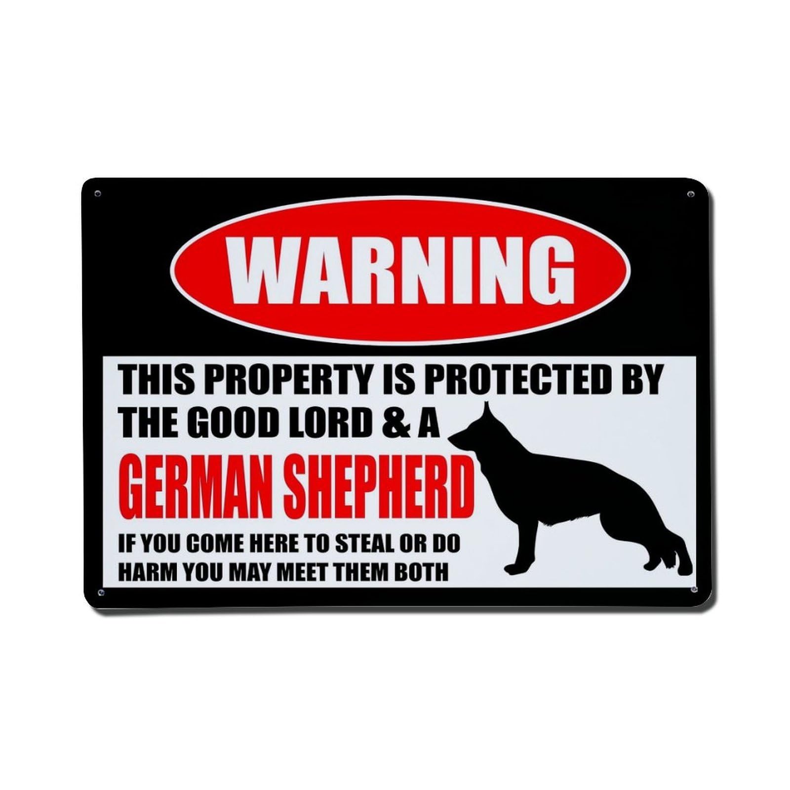 Warning Sign With Dog Silhouette Vintage Tin Sign Retro Metal Wall Decor Metal Poster, Home Bar Garage Farmhouse Cafe Wall Art Decoration 8x12Inches