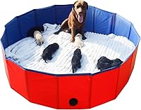Artilife 47" Foldable Dog Pool & Whelping Box - Portable Bath Pool for Large Breeds like Labs & Goldens, Easy Clean & Store