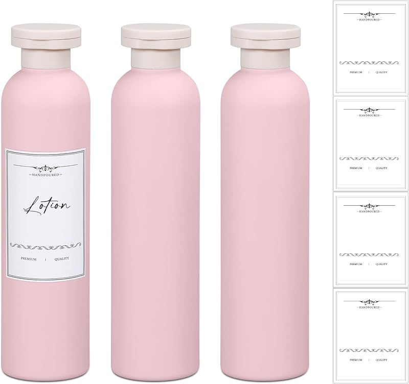 Frascos Recarregáveis de Viagem UMETASS 260 mL com Tampa Flip Top, Rosa, Pacote com 3