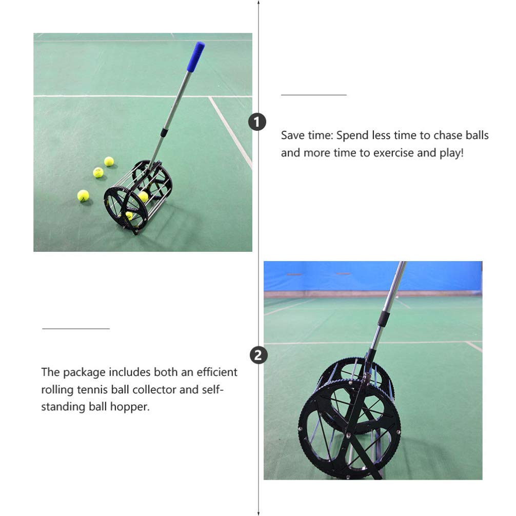 BESPORTBLE 55 Recolector De De Tenis Recogedor Tenis Superior Camioneta Deportiva Recogedor Cestas Balones Deportivos Embudos Nylon con Ruedas Selector